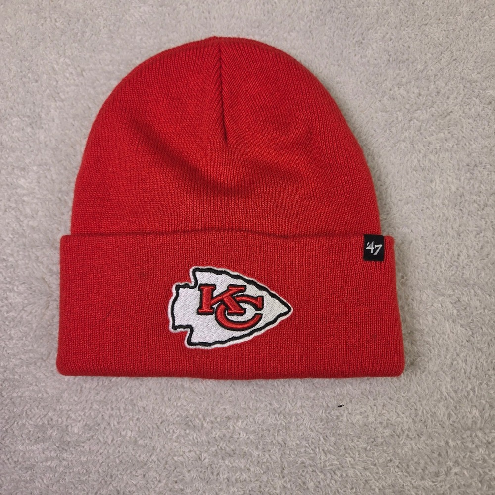 47 Brand Kansas City Chiefs Red Cuffed Knit Beanie Hat OSFA NFL Football Logo
